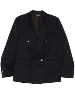 Victoria Beckham Double-Breasted Wool Tailored Jacket - Blue