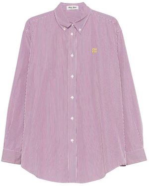 Miu Miu Vertical Stripe Cotton Shirt - Purple