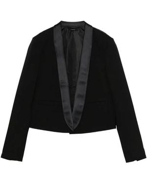 Tom Ford Bi-colour Single Breasted Shawl Lapel Cropped Tuxedo Jacket - Black