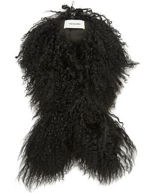 Yves Salomon Long Pile Lamb Scarf - Black