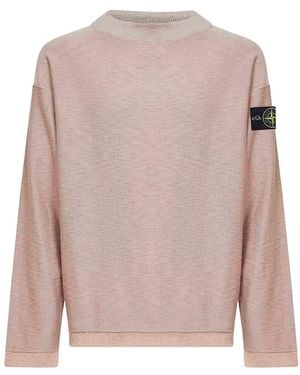 Stone Island Ribbed Crew Neck Jumper - Pink