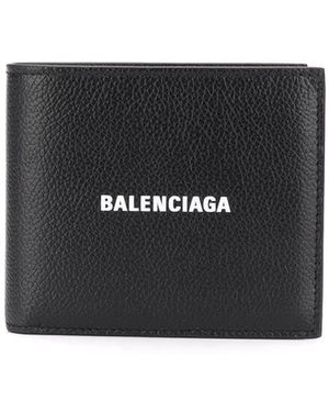 Balenciaga Leather Logo Bifold Wallet - Black