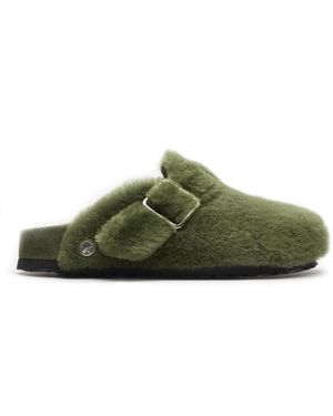 Birkenstock 1774 Shearling Boston Clogs - Green