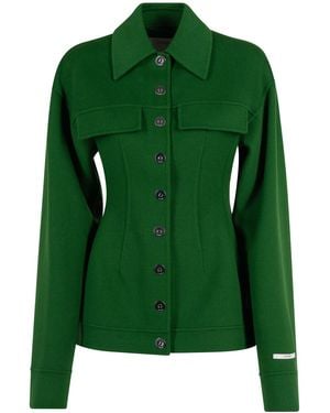 Sportmax Shaped Jacket In Pure Wool - Green