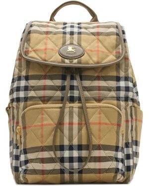 Burberry Horseshoe Quilted Check Backpack - Natural