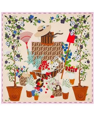 Fendi Gardening Scarf In Silk - Multicolour
