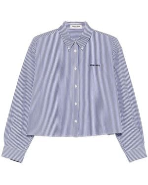 Miu Miu Micro Pinstripe Poplin Shirt - Purple
