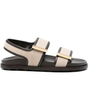 Tod's Double-Strap Fabric Sandals With Leather Detailing - Black