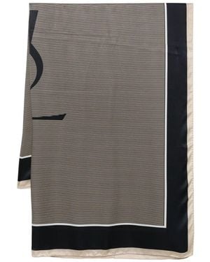 Saint Laurent Stola Semitrasparente A Righe Cassandre - Grigio
