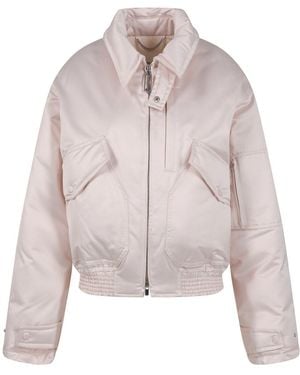 Victoria Beckham Cotton Satin Padded Bomber Jacket - Pink