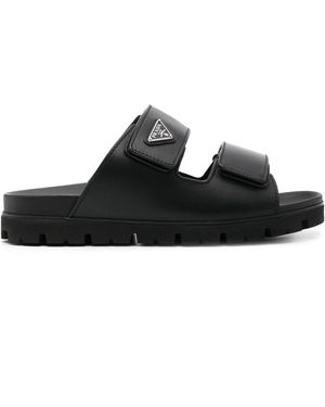 Prada Leather Strap Sandals - Black