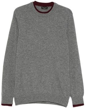 Roberto Collina Wool Crewneck Sweater With Contrasting Trim - Grey