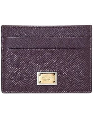 Dolce & Gabbana Dolce & Gabbana Dauphine Calfskin Card Holder With Branded Plate - Purple