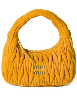 Miu Miu Small Wander Matelassé Suede Bag - Orange
