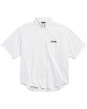 Balenciaga Masking Tape Short Sleeve Shirt Large Fit - White