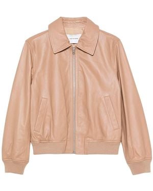 Yves Salomon Zip-Up Leather Jacket - Natural