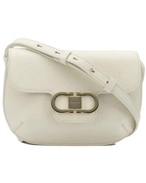 Ferragamo Lizzi Grained Leather Satchel Bag - Natural
