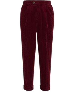 Brunello Cucinelli Garment-dyed Leisure Fit Trousers In Cotton Corduro - Red