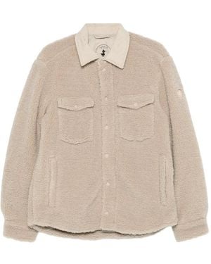 Save The Duck Vadim Fleece Shirt Jacket With Corduroy Collar - Natural