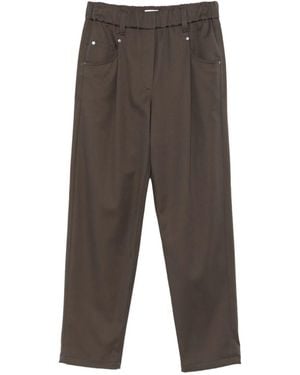 Brunello Cucinelli Baggy Pull-on Trousers In Stretch Cotton Cover With - Grey