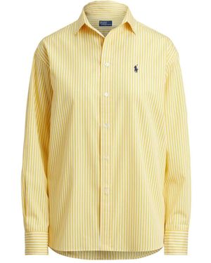 Polo Ralph Lauren Spread Collar Logo Striped Shirt - Yellow