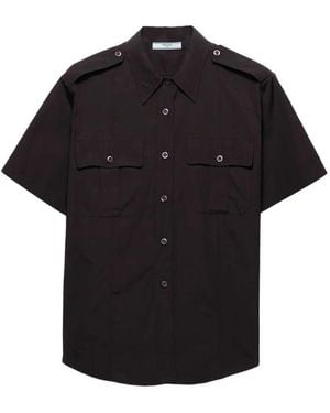 Prada Short-Sleeved Poplin Utility Shirt - Black