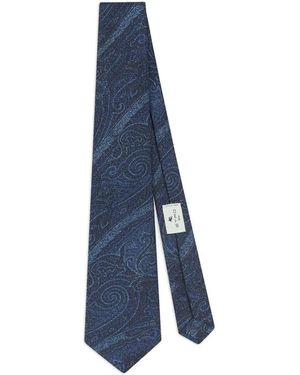 Etro Silk Jacquard Tie With Arnica Motif - Blue