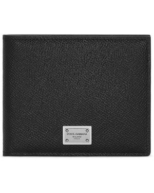 Dolce & Gabbana Calfskin Bi-fold Wallet With Coin Pocket And Logo Tag - Black
