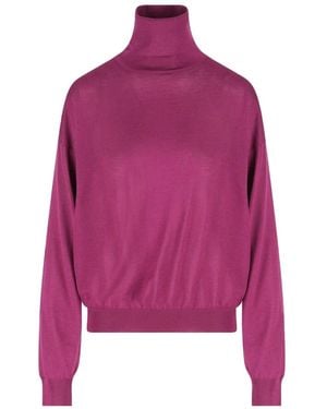 Saint Laurent Roll-Neck Wool Jumper - Pink