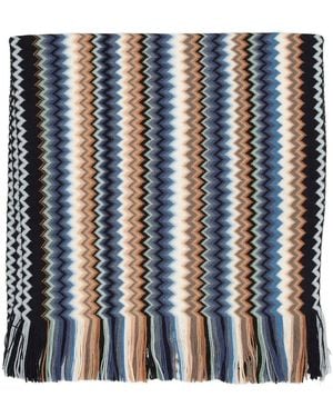 Missoni Zig-Zag Knit Scarf With Fringe - Black
