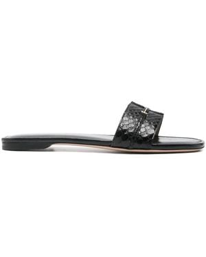 Tom Ford Python-Effect Leather Flat Slides - White