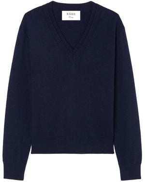 Rohe Double V-Neck Jumper - Blue