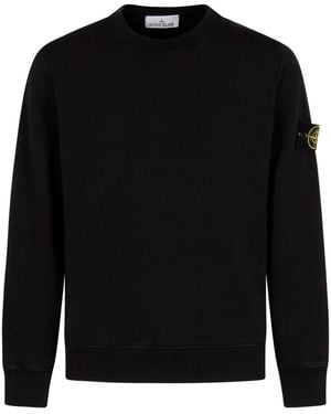 Stone Island Regular Fit Crew Neck Sweatshirt With Raglan Sleeves - Black