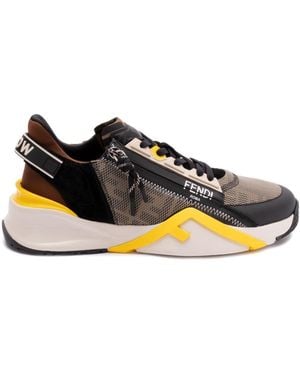 Fendi Lycra And Leather Flow Slip On Trainers - Black