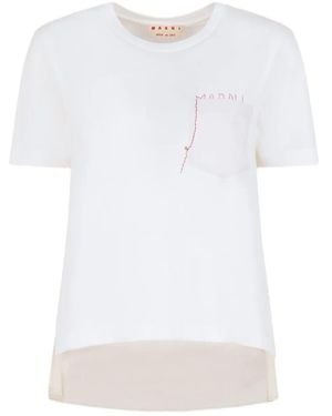 Marni Cotton T-shirt With Embroidered Logo - White