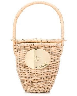 Patou Wicker Bucket Bag - White