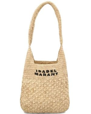 Isabel Marant Praia Small Raffia Shoulder Bag - White