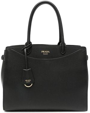 Prada Prelude Large Leather Handbag - Black