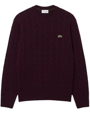 Lacoste Crew-Neck Cable-Knit Sweater - Purple