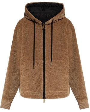 Moncler Teddy And Nylon Reversible Padded Hoodie - Brown