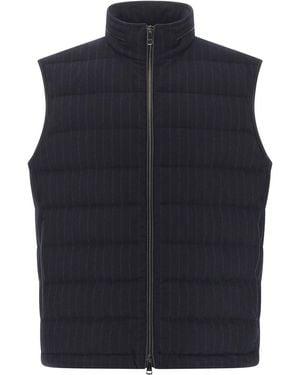 Paul & Shark Quilted Pinstripe Wool Vest - Blue