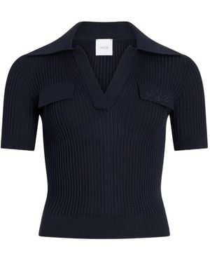 Patou Embroidered Knitted Cotton Polo Shirt - Blue