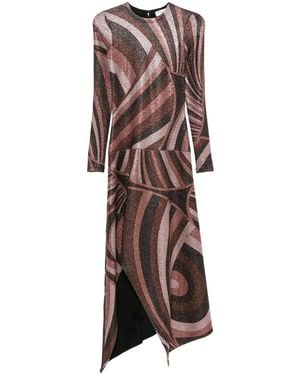 PUCCI Jersey Lurex Dress With Iridescent Print - Brown