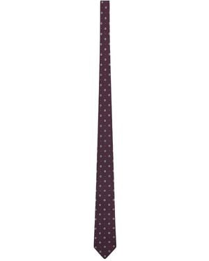 Saint Laurent Silk Jacquard Tie - Purple