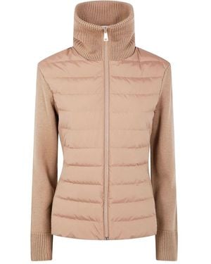 Moncler Padded Wool Zip-up Cardigan - Natural