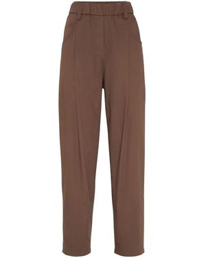 Brunello Cucinelli Lightweight Poplin Five-pocket Track Trousers With - Brown