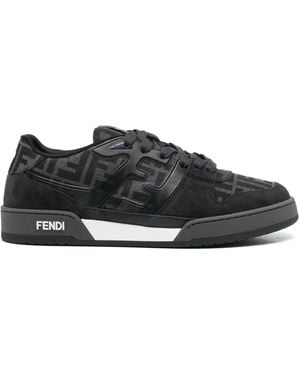 Fendi Ff Jacquard And Suede Match Trainers - Black