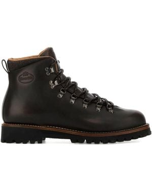 Church's Poulton Leather Ankle Boots With Laces In Smoked Colour - Black