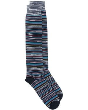 Missoni High Cotton Striped Socks - Blue
