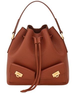 Ferragamo Multi Pocket Bucket Bags - Brown